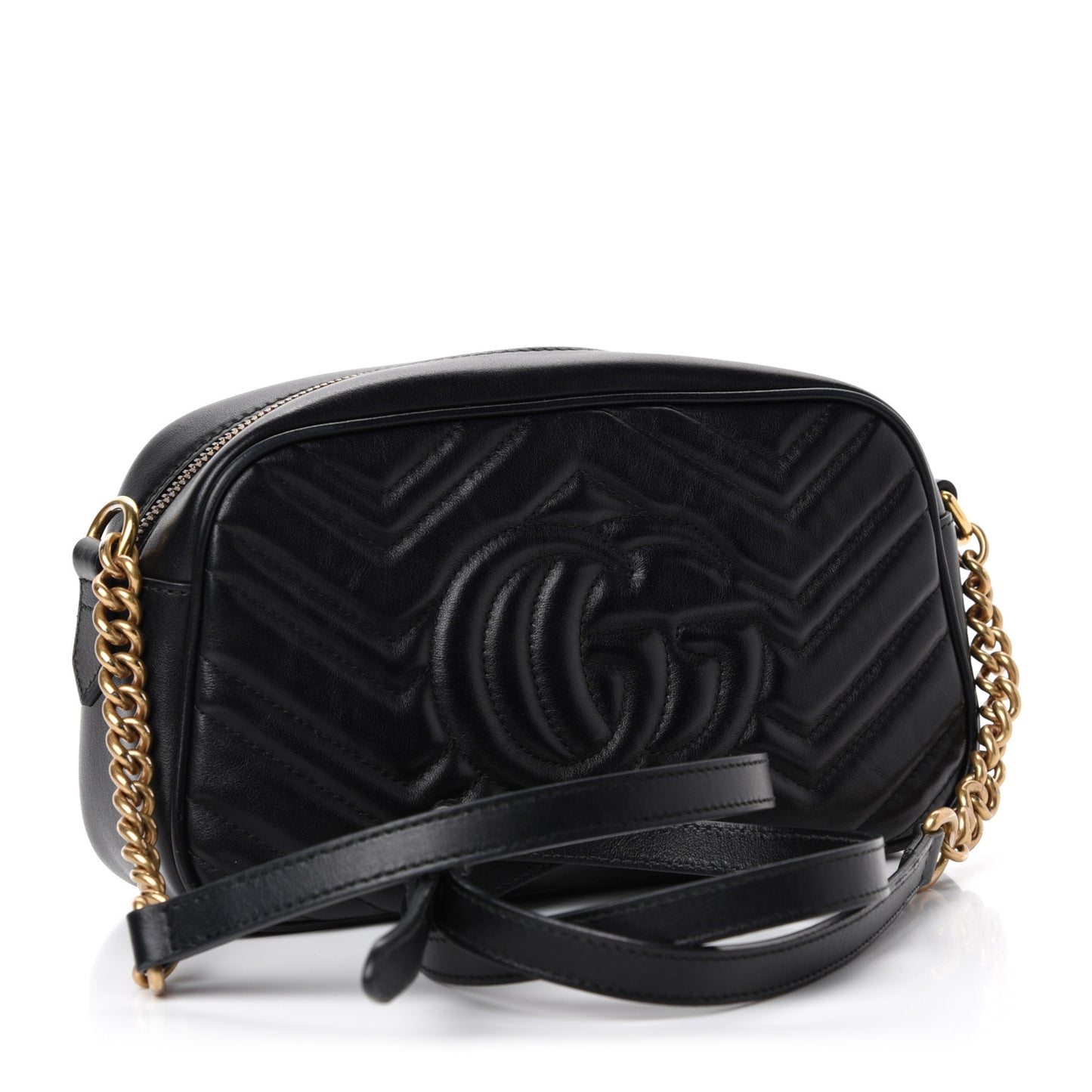 Calfskin Matelasse Small GG Marmont Chain Shoulder Bag Black