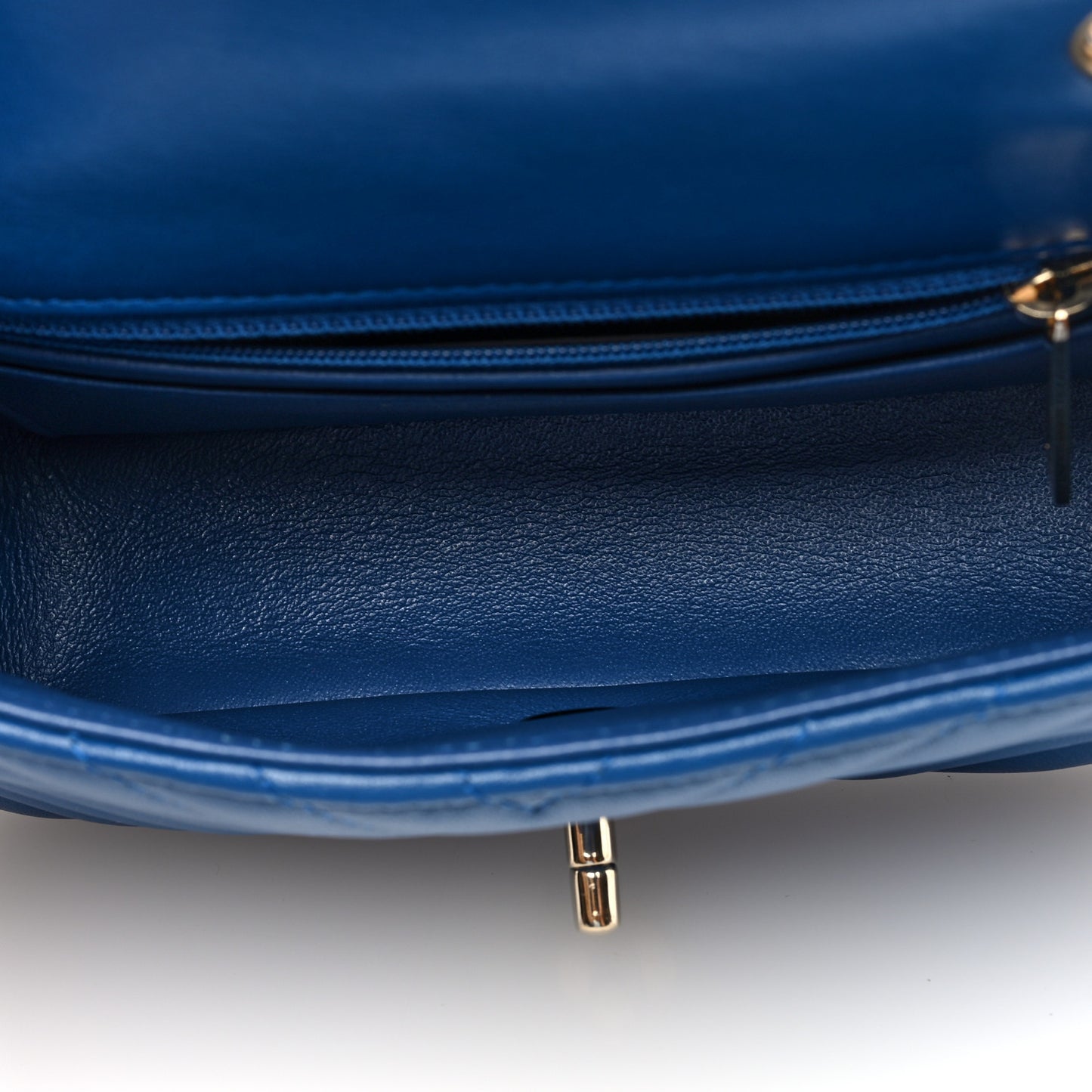 Lambskin Chevron Quilted Mini Rectangular Flap Blue
