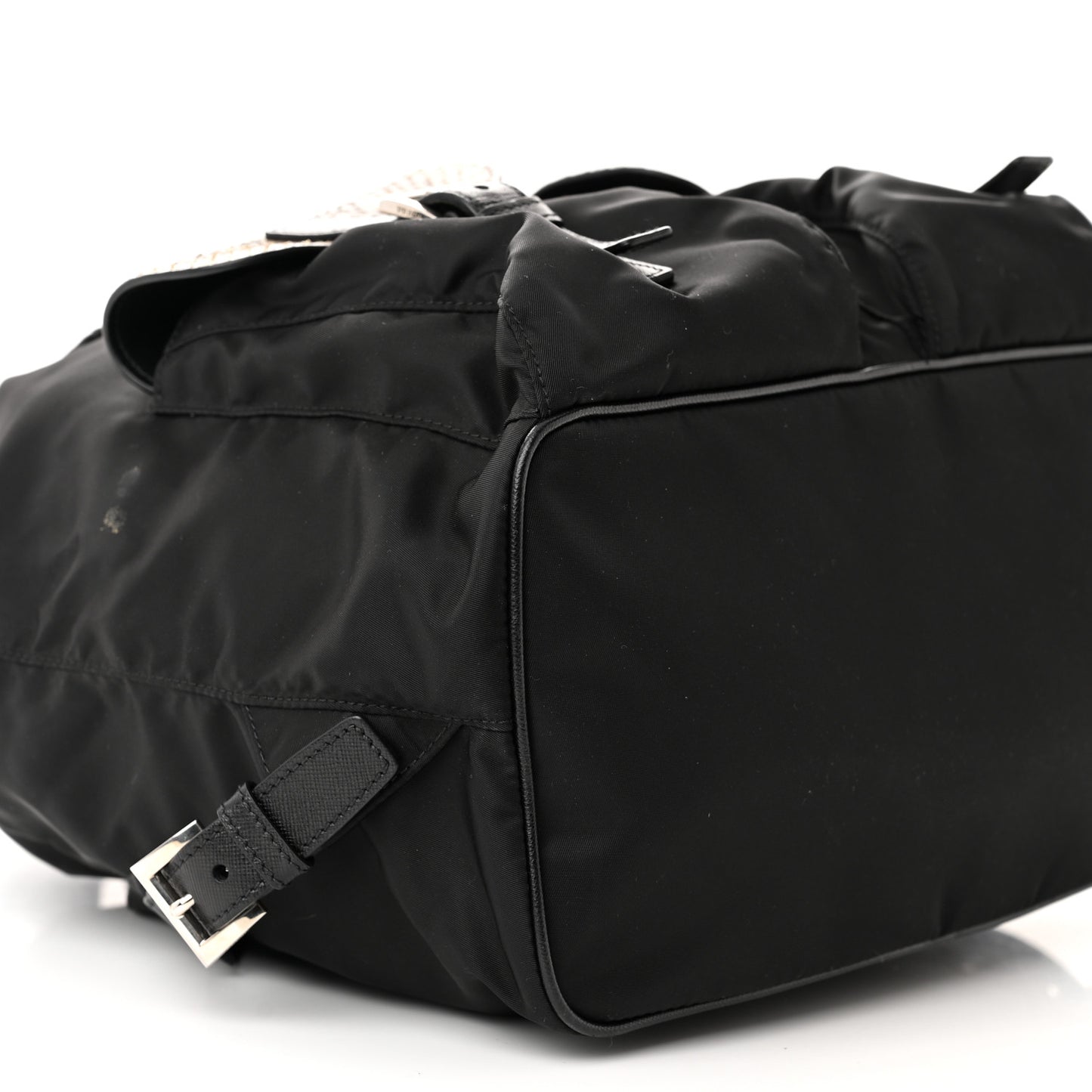 Tessuto Nylon Snakeskin Saffiano Medium Backpack Black Roccia