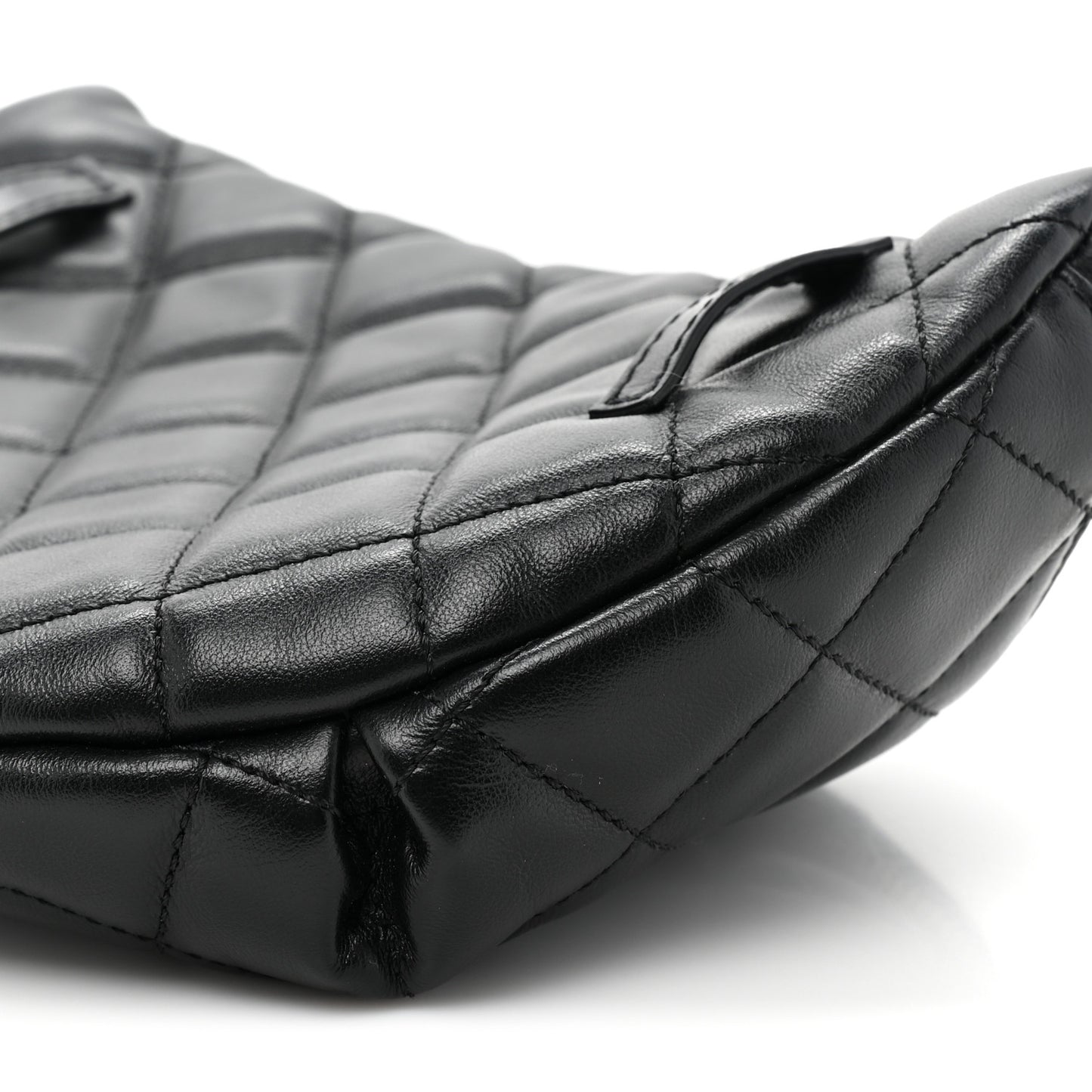 Lambskin Quilted Waist Belt Bag Black