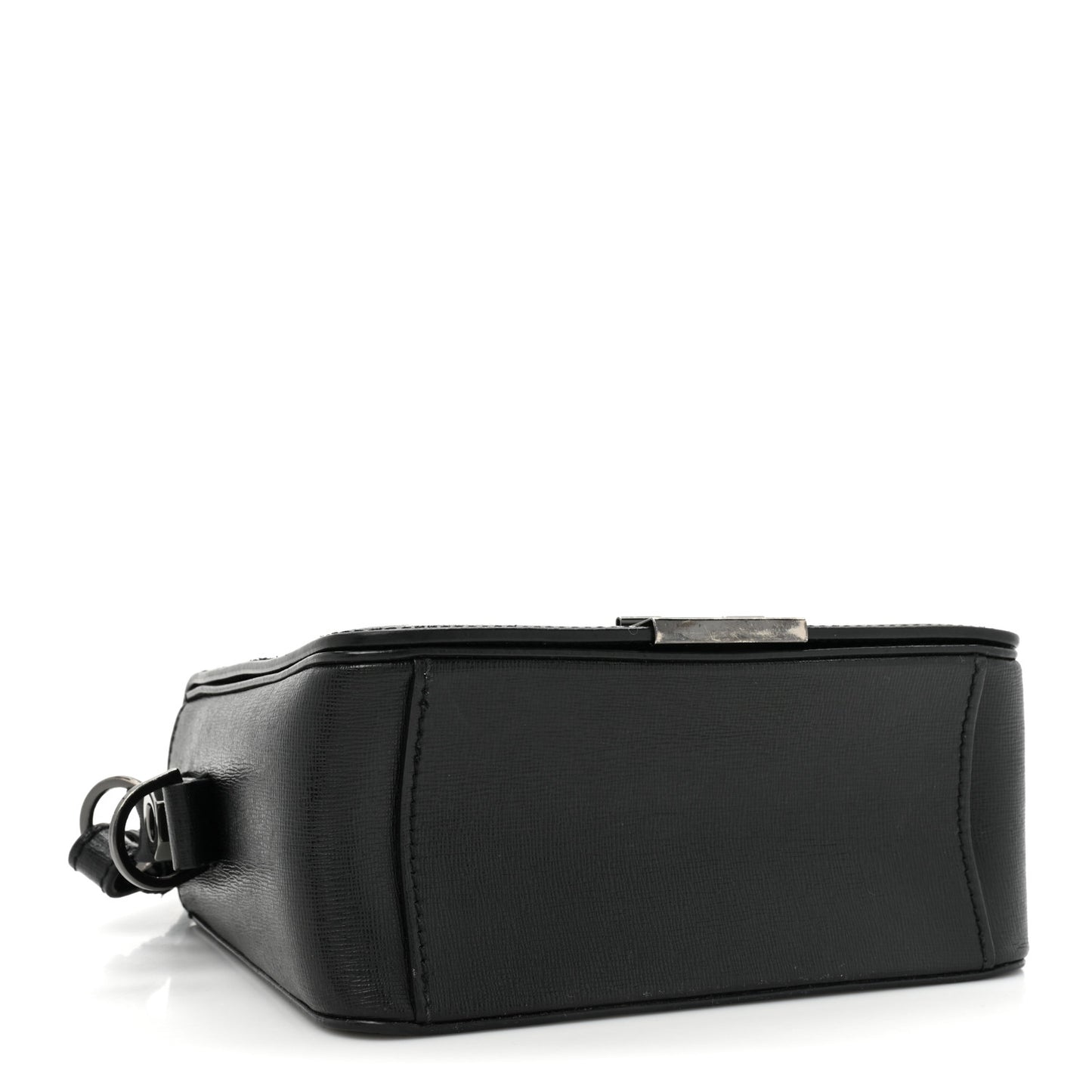 Saffiano Striped Diag Binder Clip Bag Black White