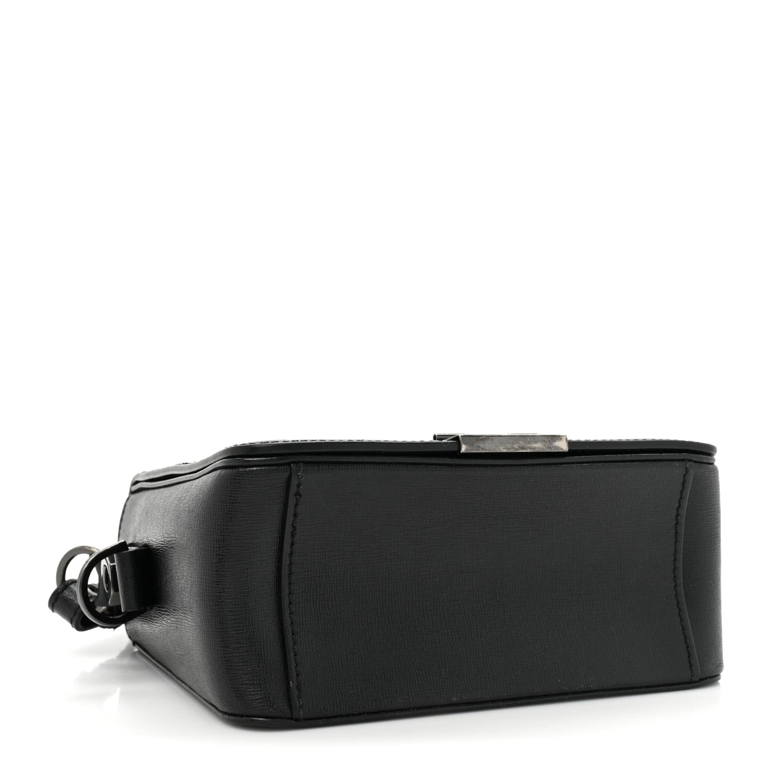 Off-White Saffiano Striped Diag Binder Clip Bag Black White 4 of 10