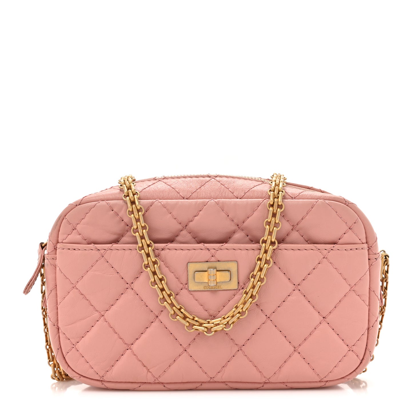 Aged Calfskin Quilted Mini Reissue Camera Case Pink