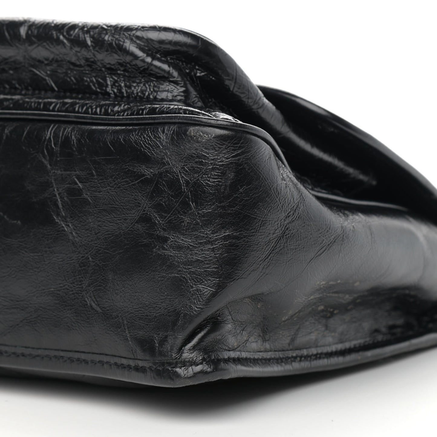 Crinkled Calfskin Matelasse Monogram Medium Niki Chain Satchel Black