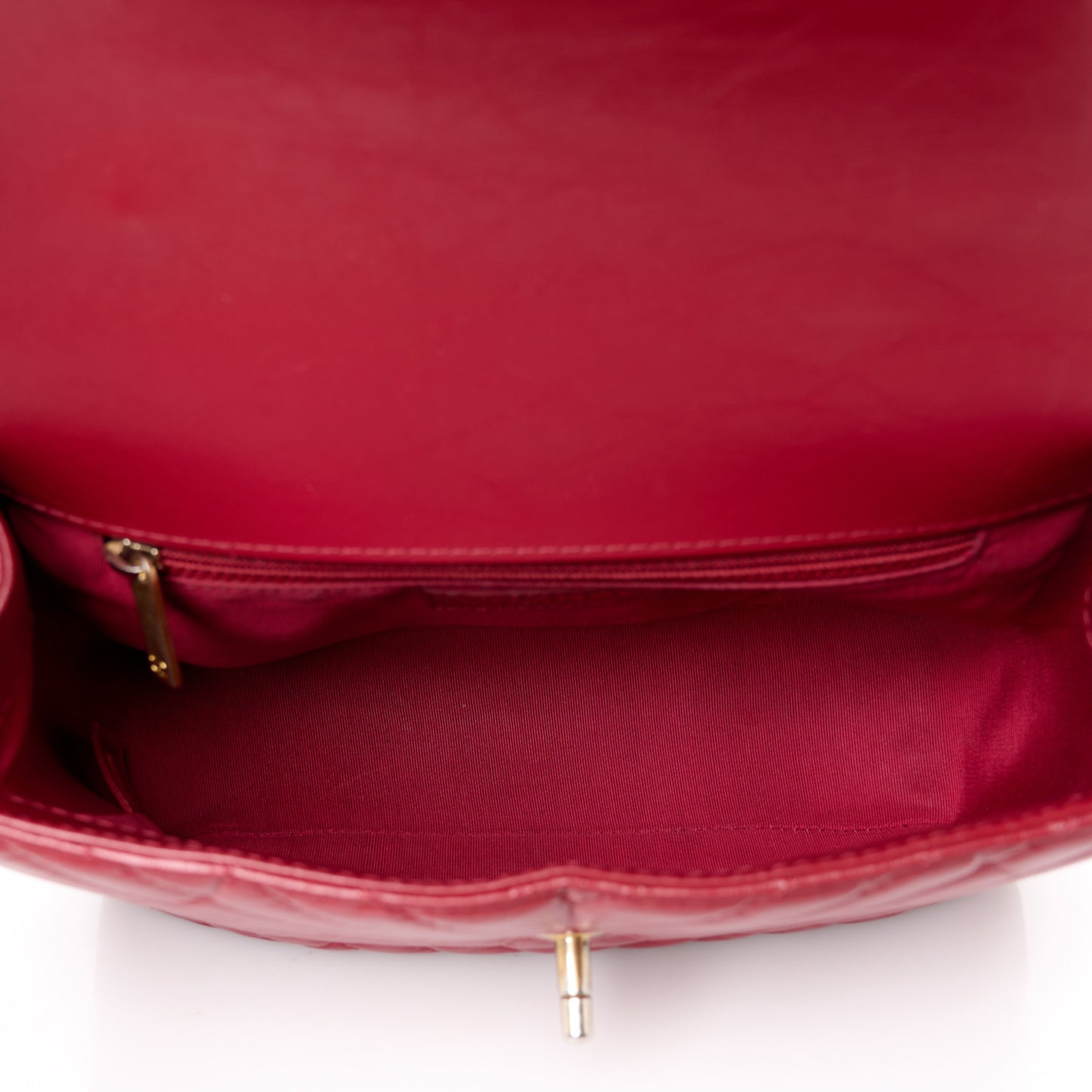 Calfskin Chevron Quilted Top Handle Flap Red