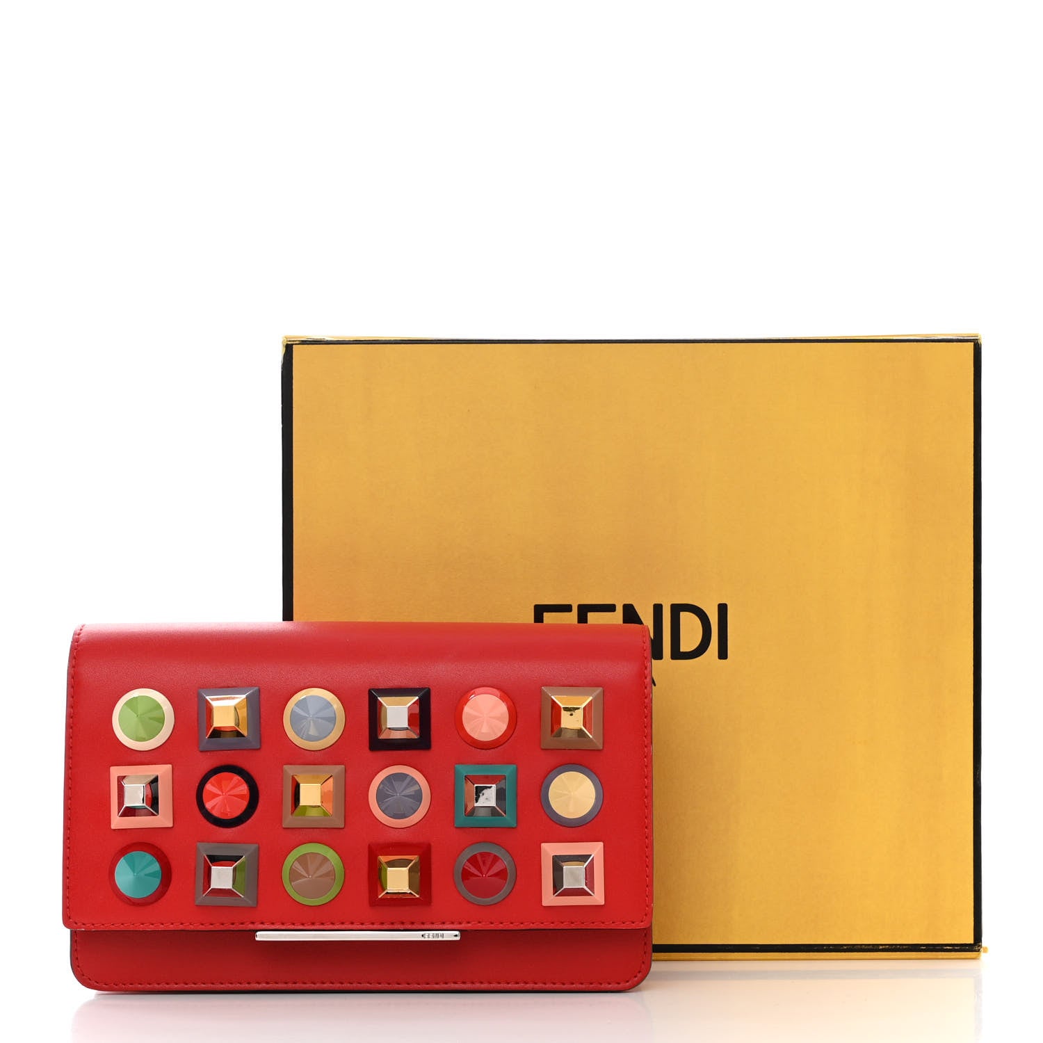 Fendi Vitello Liberty Studded Tube Wallet On Chain Fiamma Multicolor 11 of 11