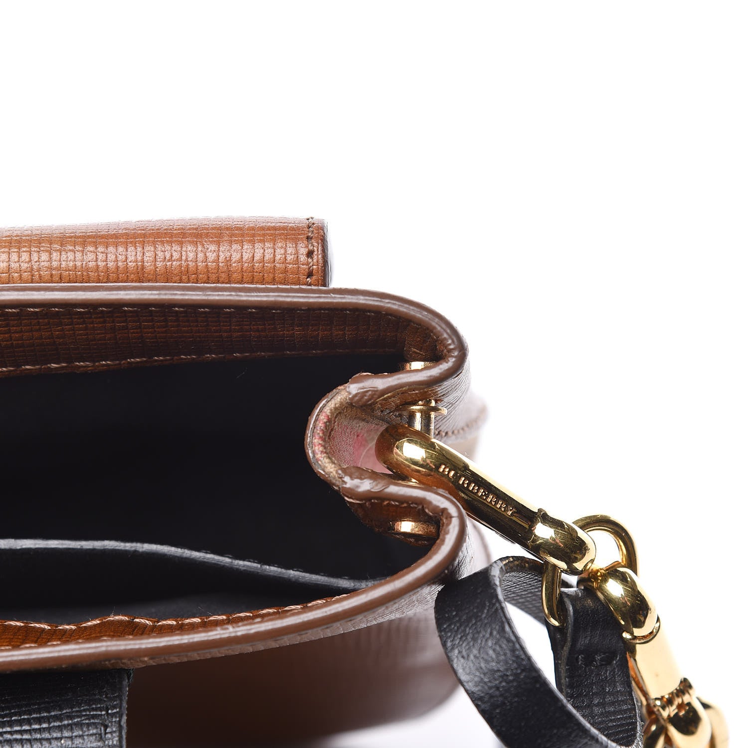 Burberry Derby Calfskin Small Square Buckle Belt Bag Tan Black 12 of 18