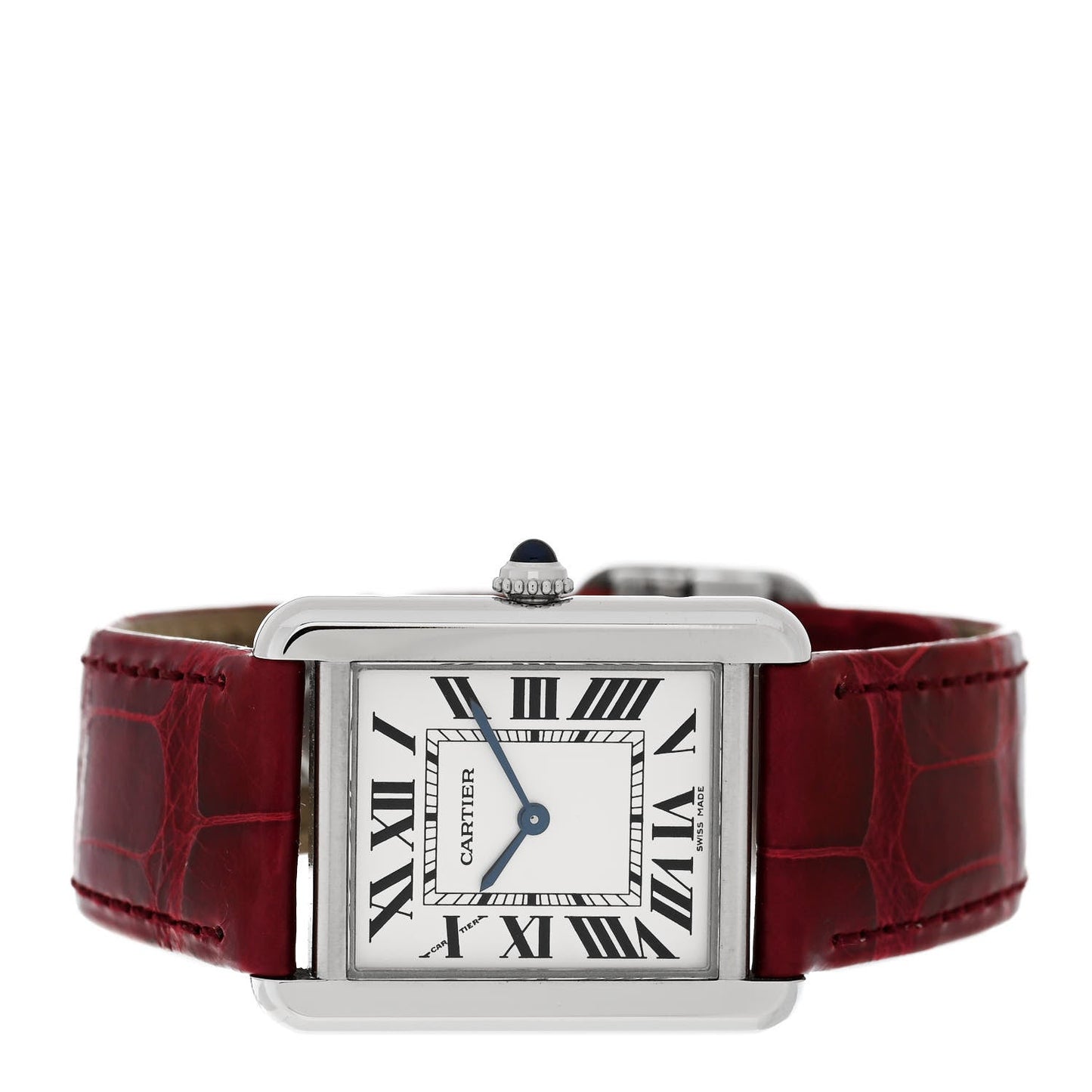 Stainless Steel Alligator 24mm Tank Solo Quartz Watch Burgundy