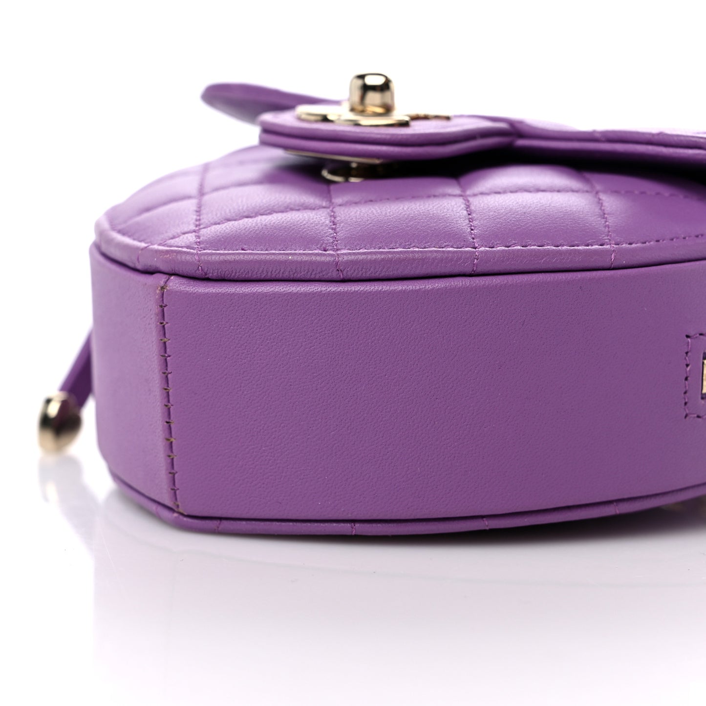 Lambskin Quilted CC In Love Heart Clutch With Chain Purple