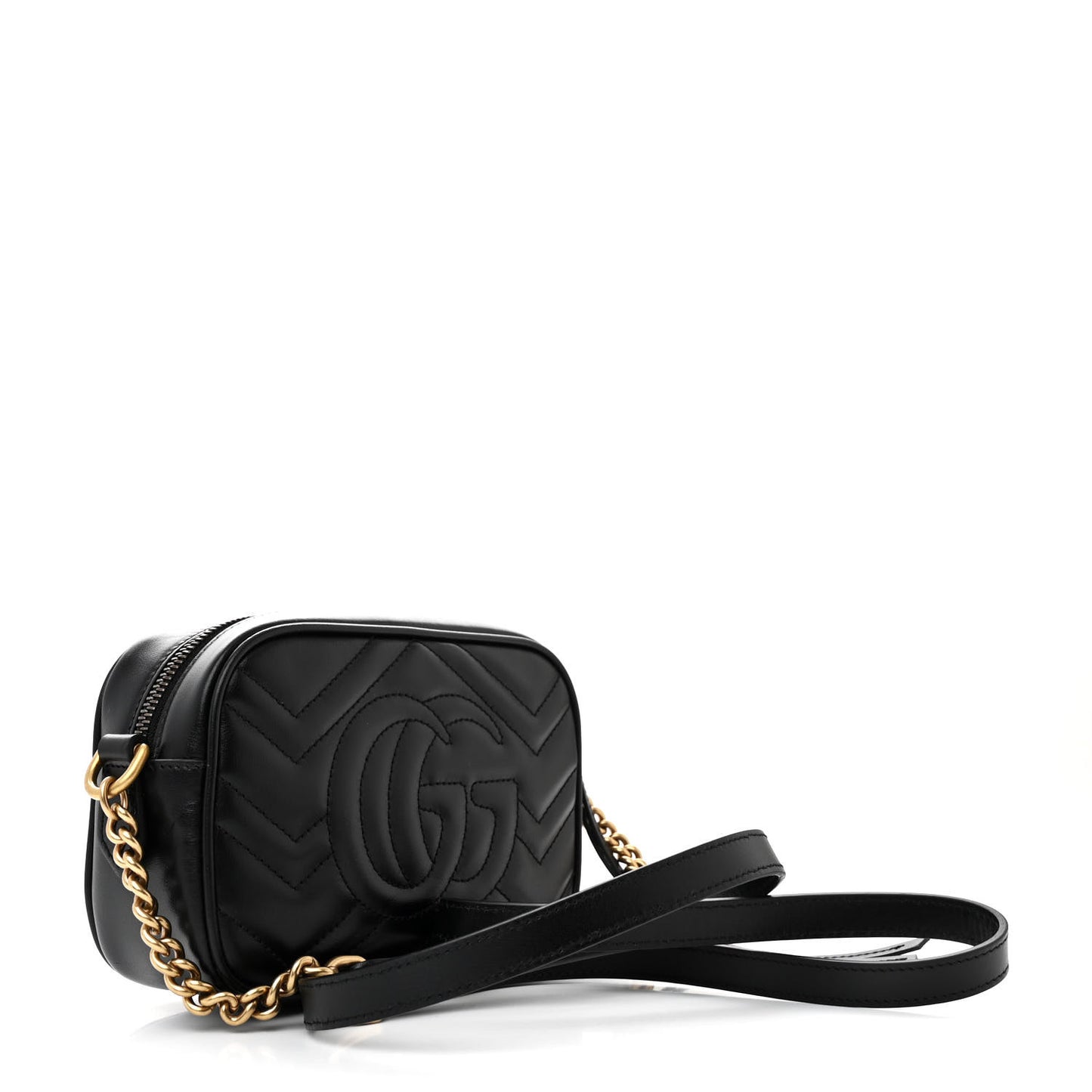 Calfskin Matelasse Mini GG Marmont Chain Shoulder Bag Black