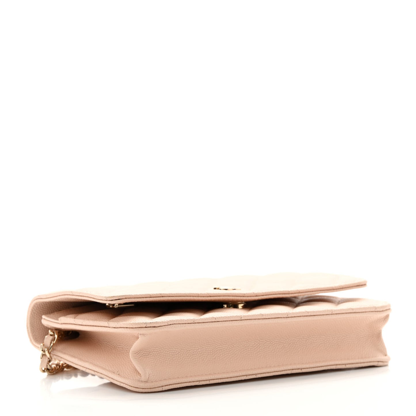 Caviar Quilted Wallet on Chain WOC Light Beige