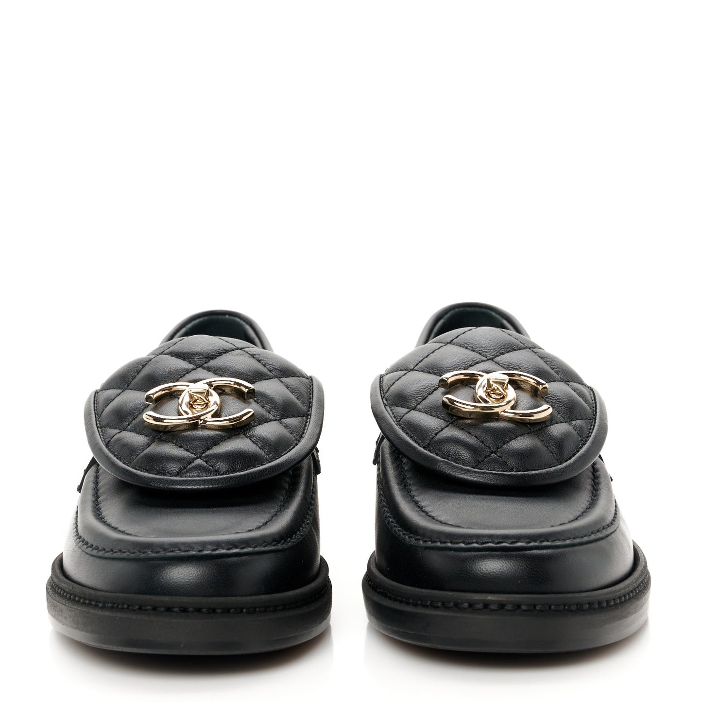 Lambskin Quilted CC Turnlock Loafers 36.5 Black