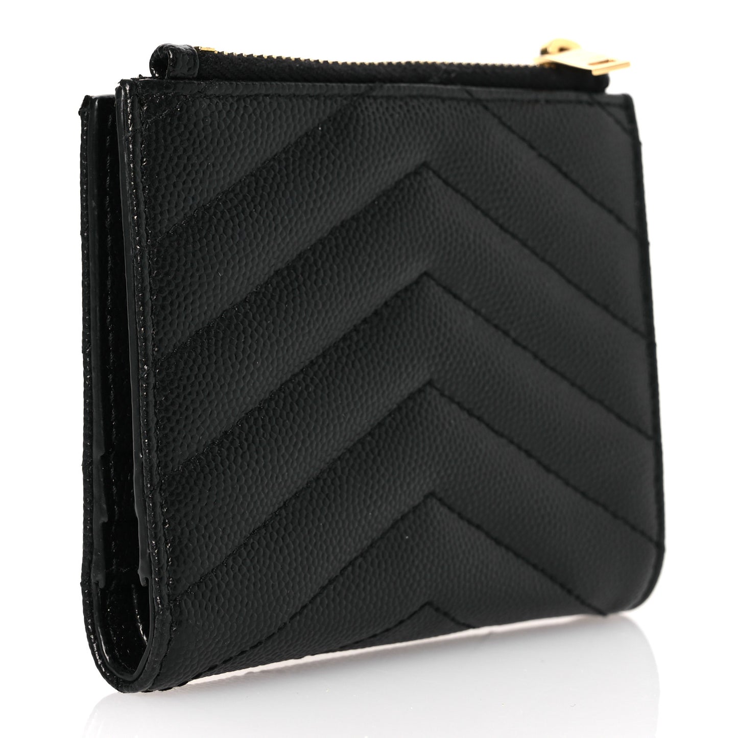 Grain De Poudre Matelasse Chevron Monogram Zipped Card Case Black