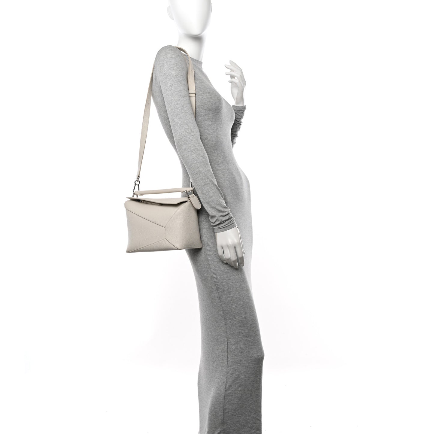 Soft Grained Calfskin Small Puzzle Edge Bag Soft White