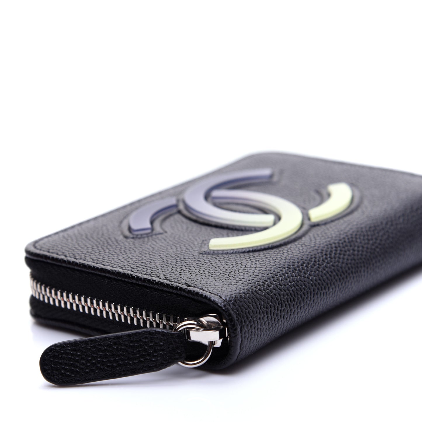 Caviar CC Small Zip Around Coin Purse Black Blue Green