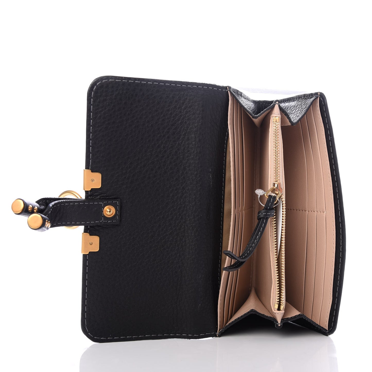 Calfskin Marcie Continental Flap Wallet Black