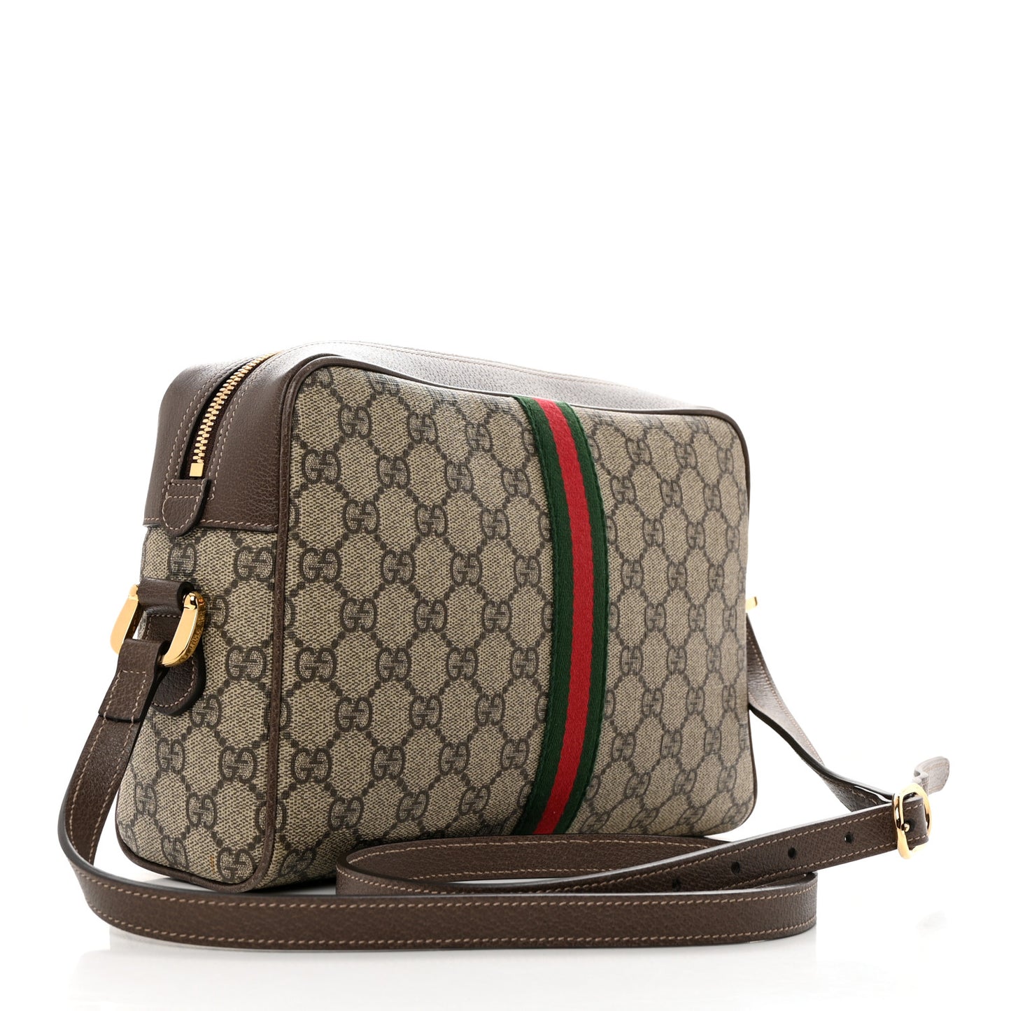GG Supreme Monogram Web Small Ophidia Shoulder Bag Brown
