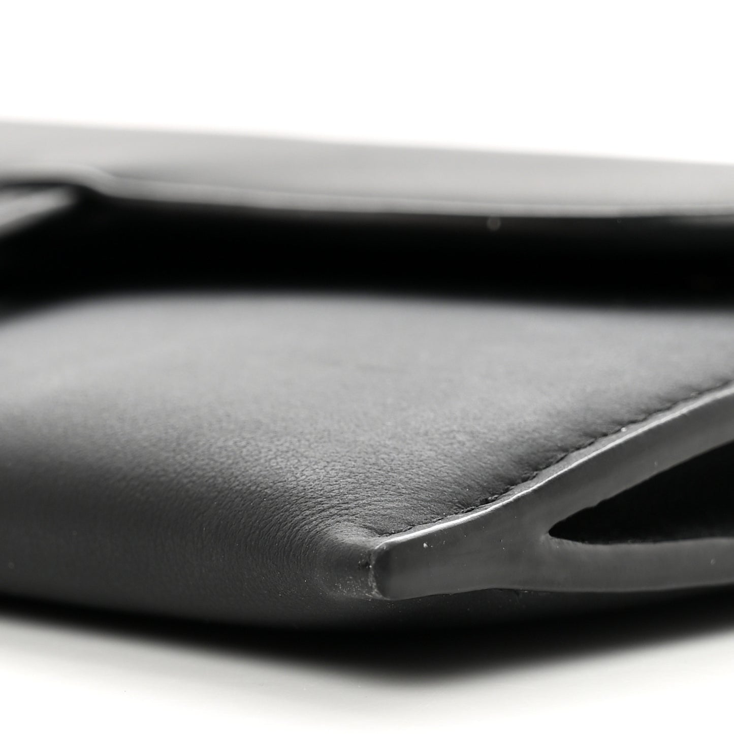 Ultra Matte Calfskin Saddle Chain Wallet Pouch Black