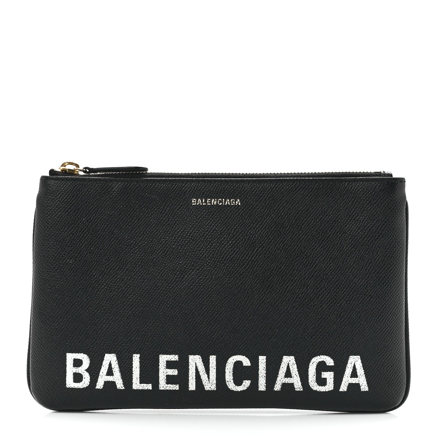 Balenciaga Calfskin Ville Logo Zip Pouch Black 1 of 10