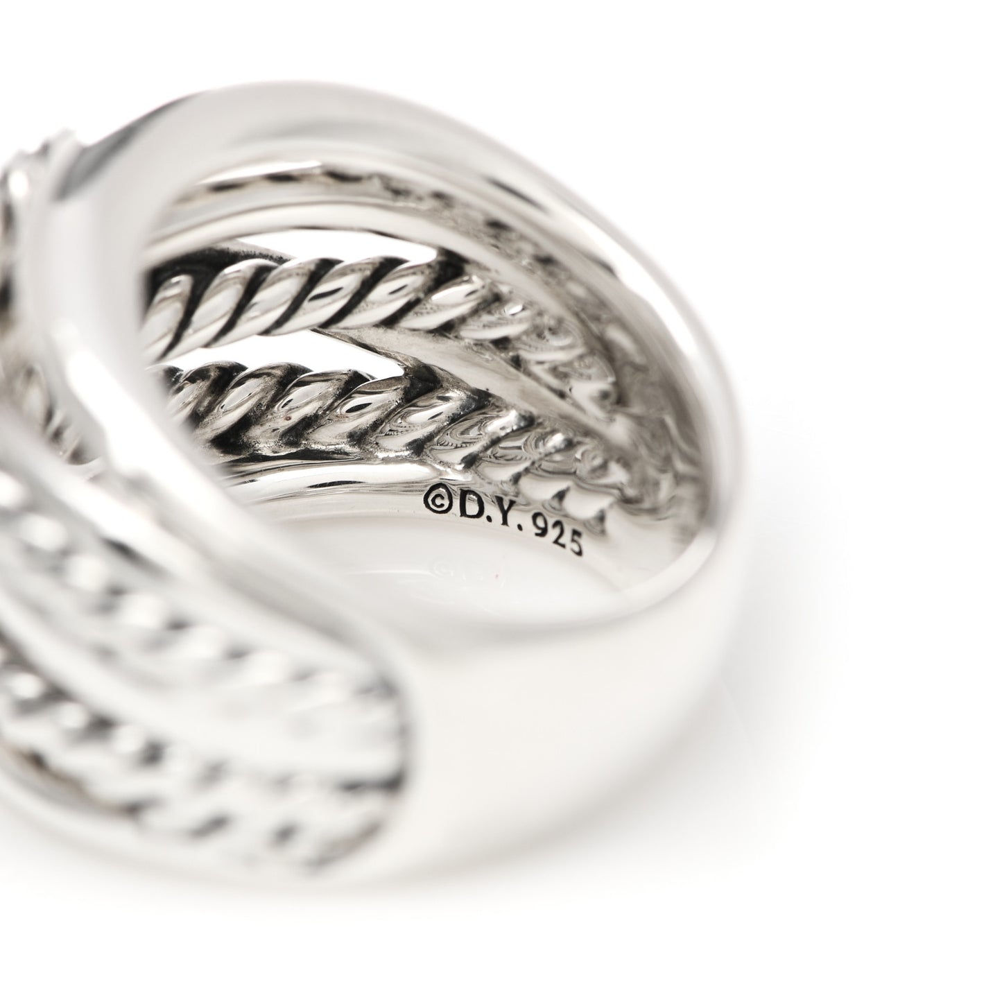 Sterling Silver 18mm Wide Crossover Cable Ring 52 6