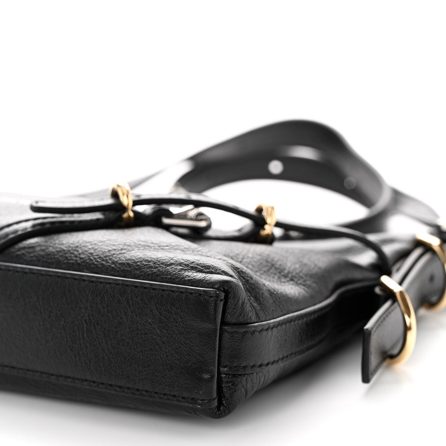 Tumbled Calfskin Mini Voyou Boyfriend Party Bag Black