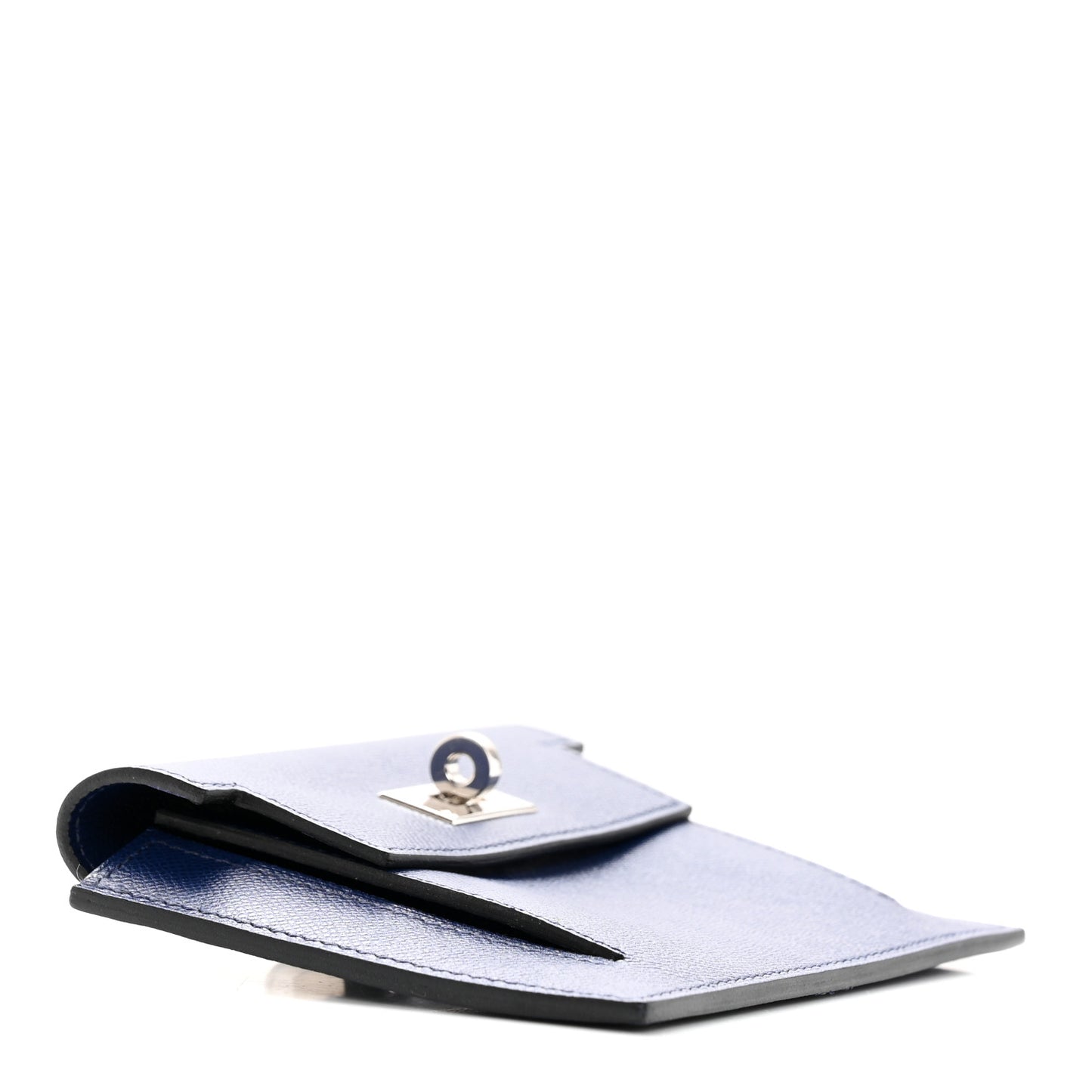 Madame Calfskin Kelly Pocket Compact Wallet Bleu Saphir
