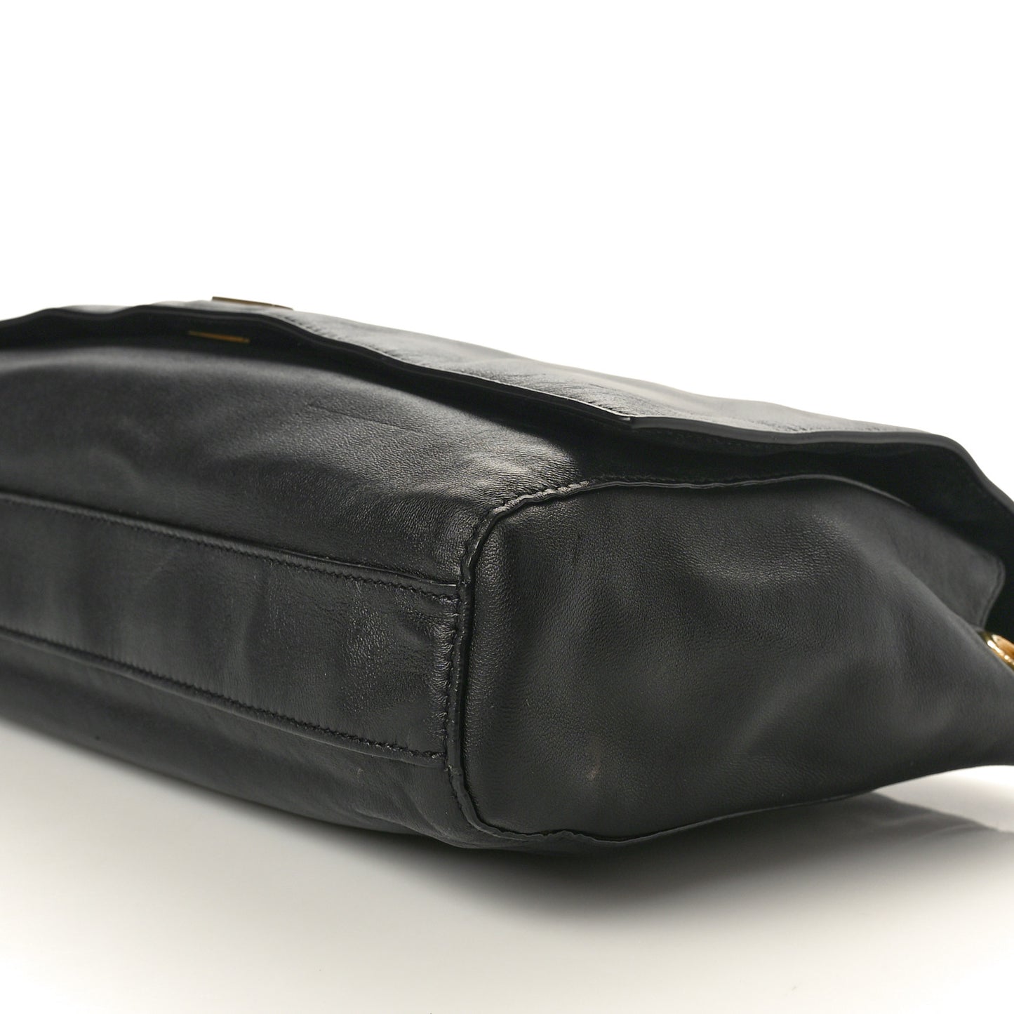Smooth Calfskin Suede Medium Reversible Monogram Kate Satchel Black