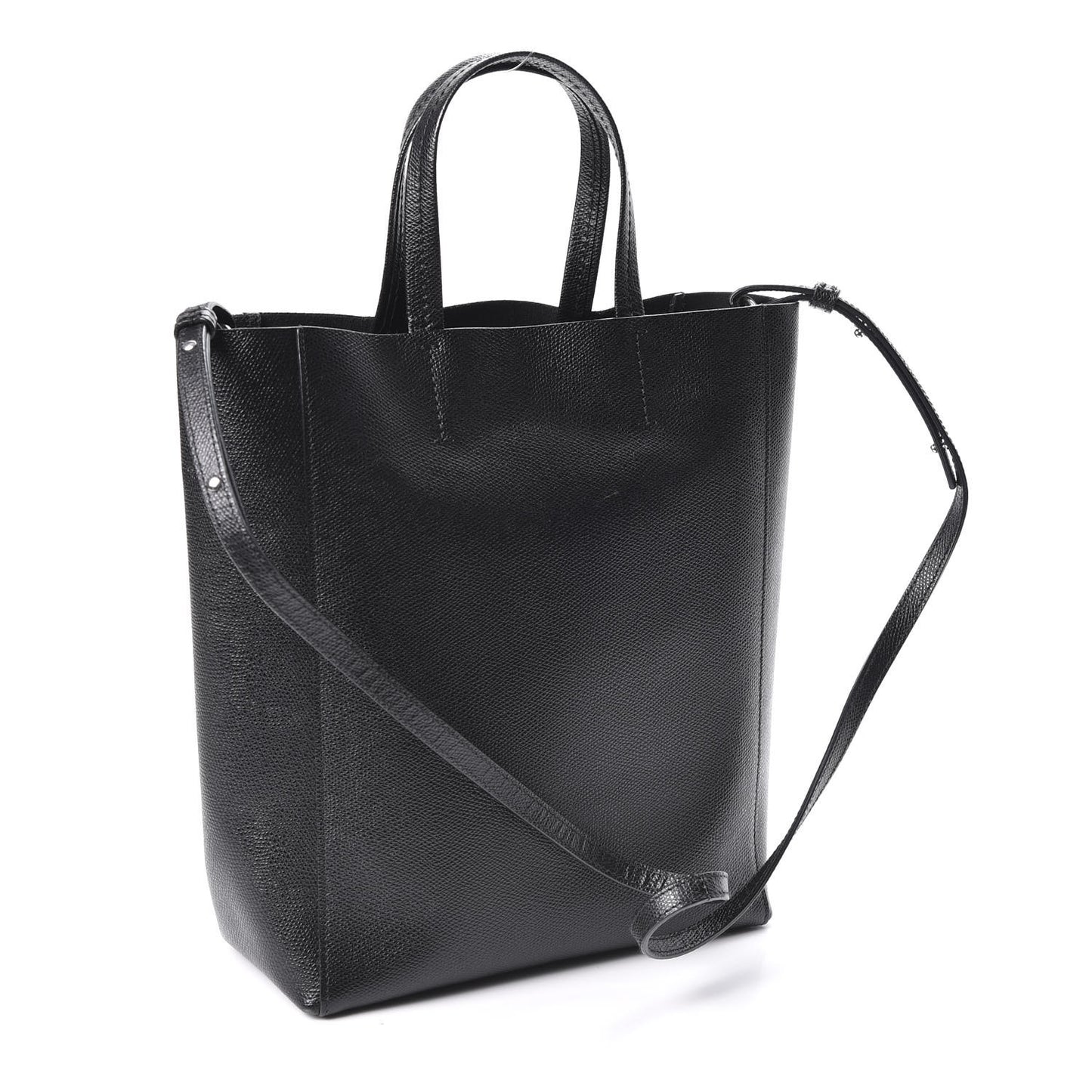 Grained Calfskin Small Vertical Cabas Black