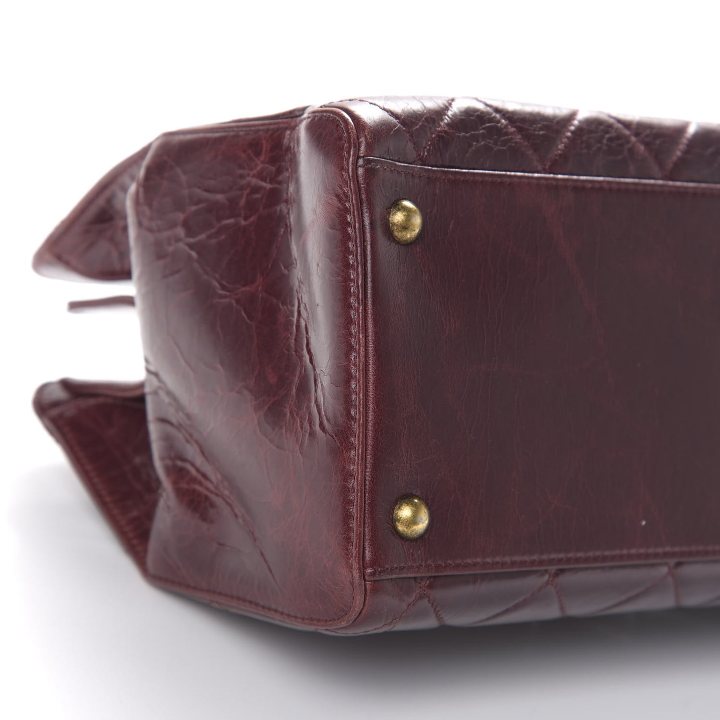 Glazed Calfskin Perfect Edge Tote Bordeaux