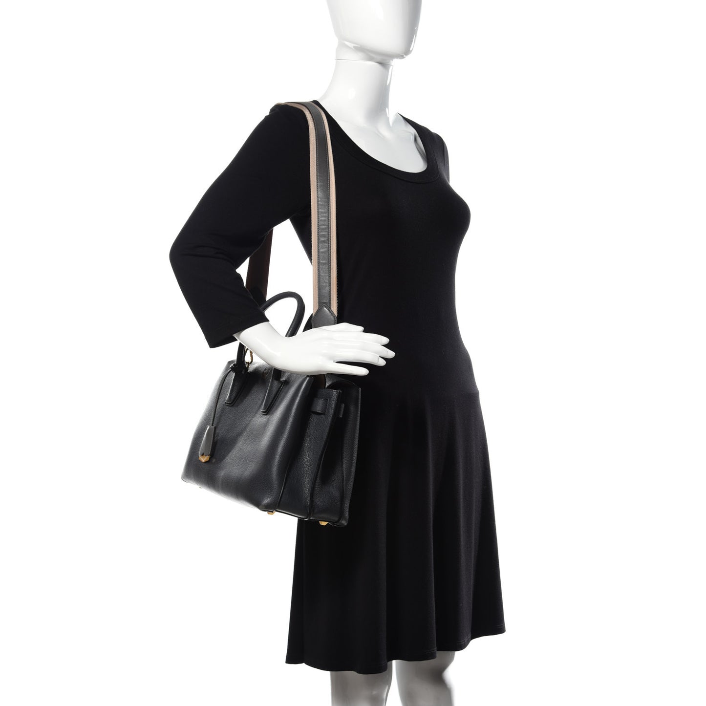 Grained Calfskin Medium Milla Tote Phantom Grey