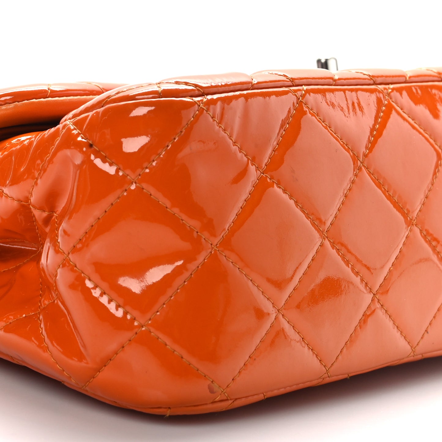 Patent Quilted Jumbo Double Flap Orange