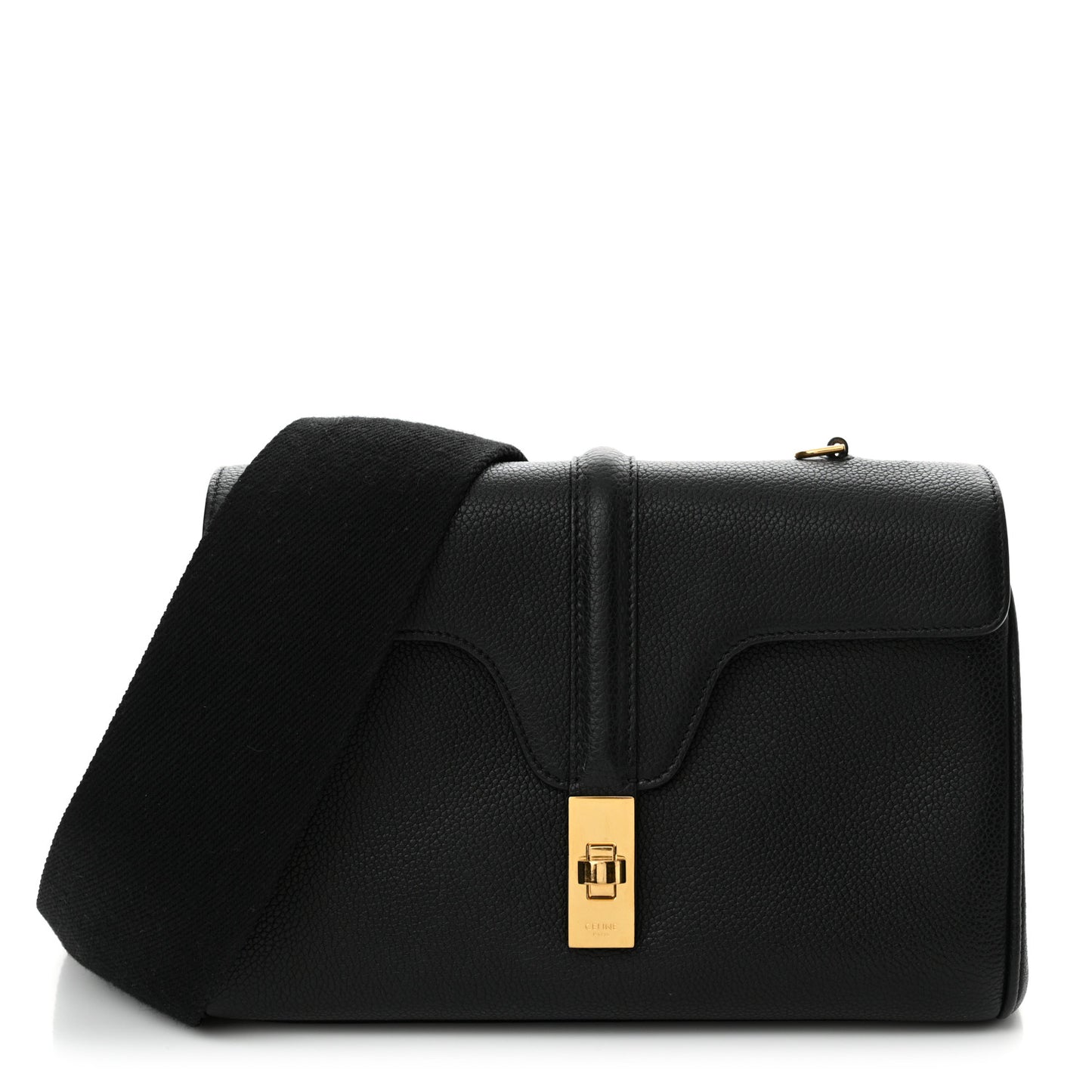 Grained Calfskin Teen Soft 16 Shoulder Bag Black