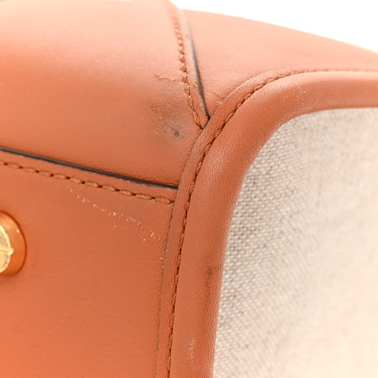 Calfskin Linen Large Munchen Tote Cognac