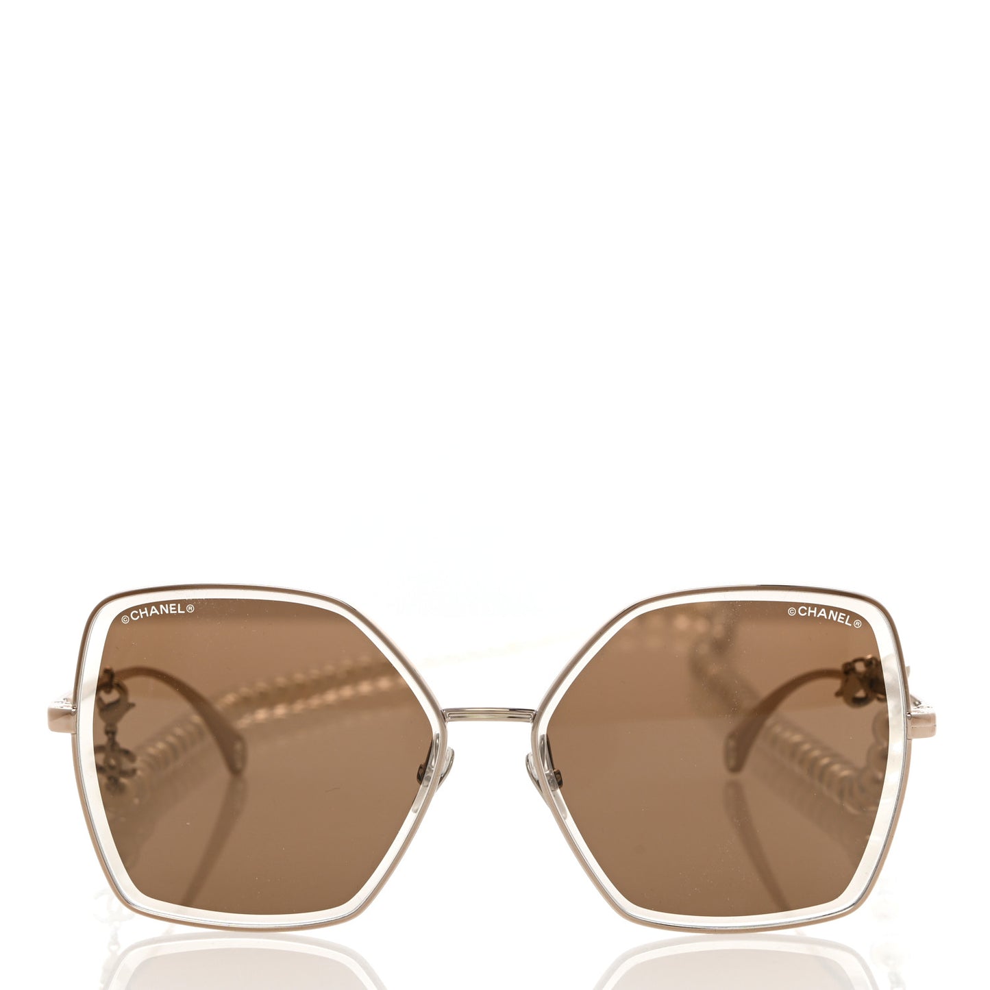 Butterfly Removable Pearl Chain Sunglasses 4262 Brown