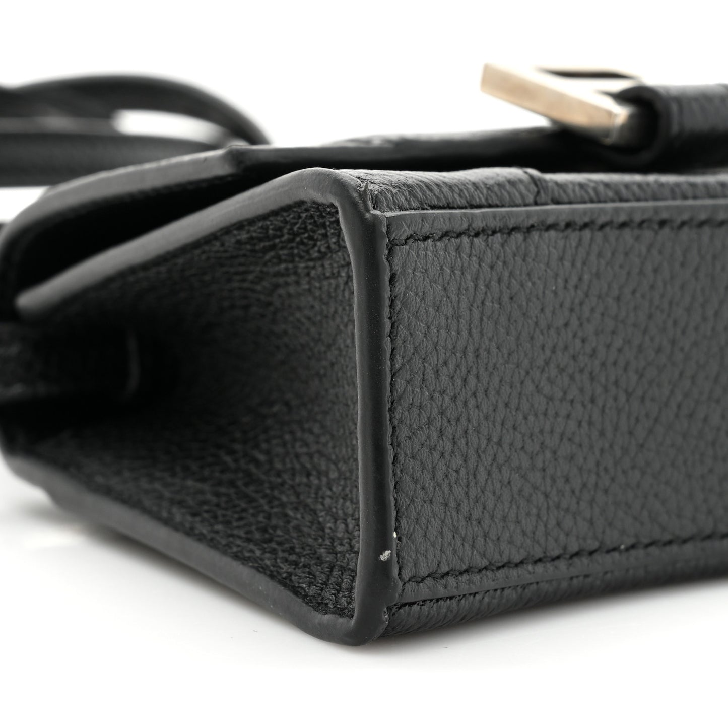 Grained Calfskin Hourglass Top Handle Bag Mini Black