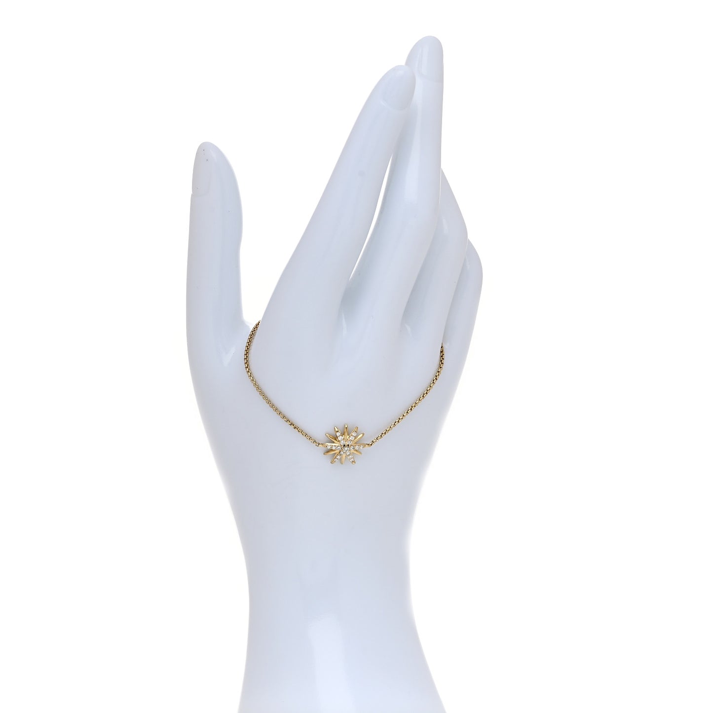 18K Yellow Gold Diamond Starburst Station Chain Bracelet