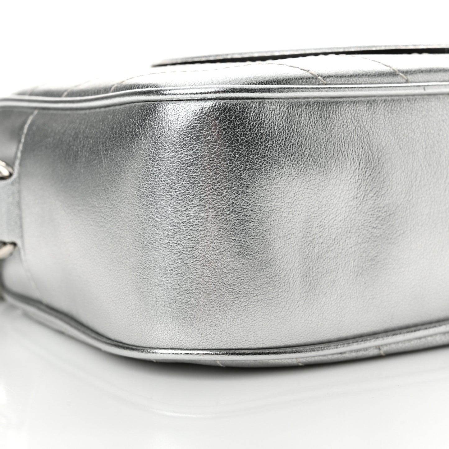 Metallic Sakai Be Green Calfskin Diagonal Stitched Small Blondie Shoulder Bag Silver