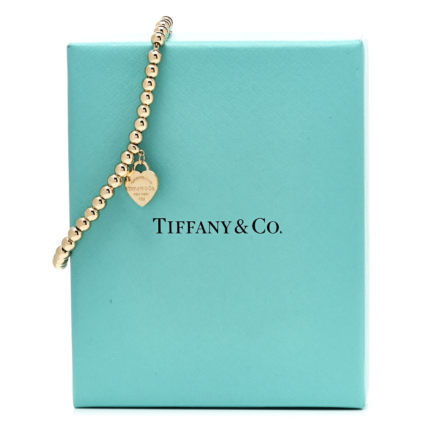 Tiffany 18K Yellow Gold 4mm Return To Tiffany Bead Heart Tag Bracelet 5 of 5