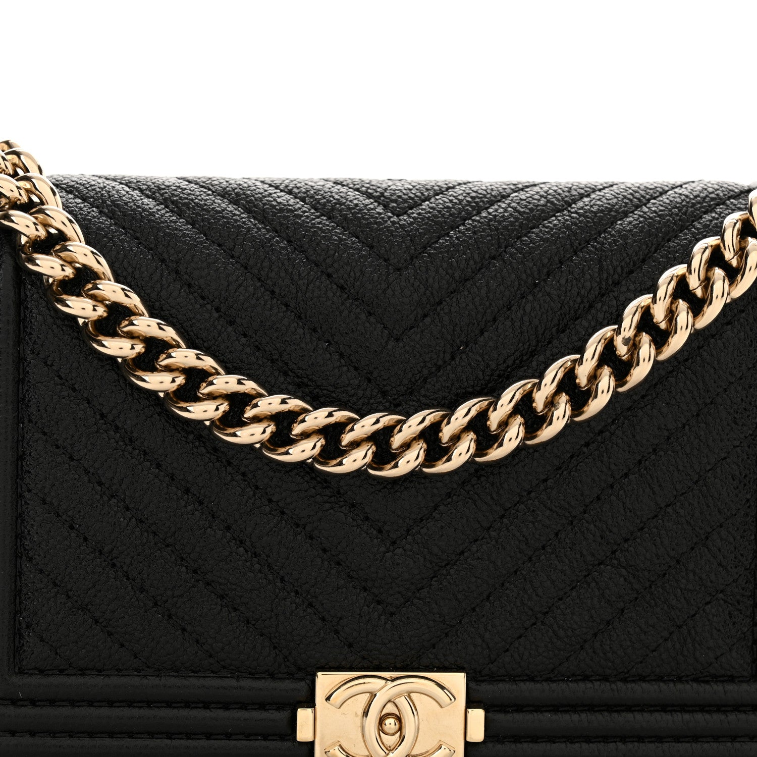 Chanel Caviar Chevron Quilted Mini Boy Wallet On Chain WOC Black 9 of 11
