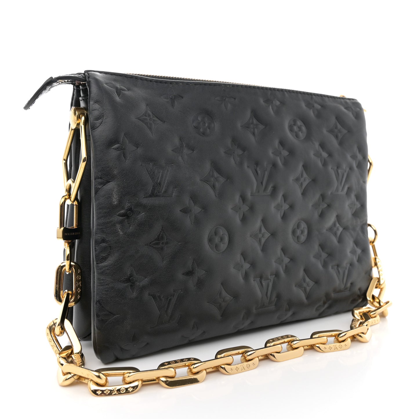 Lambskin Embossed Monogram Coussin PM Black
