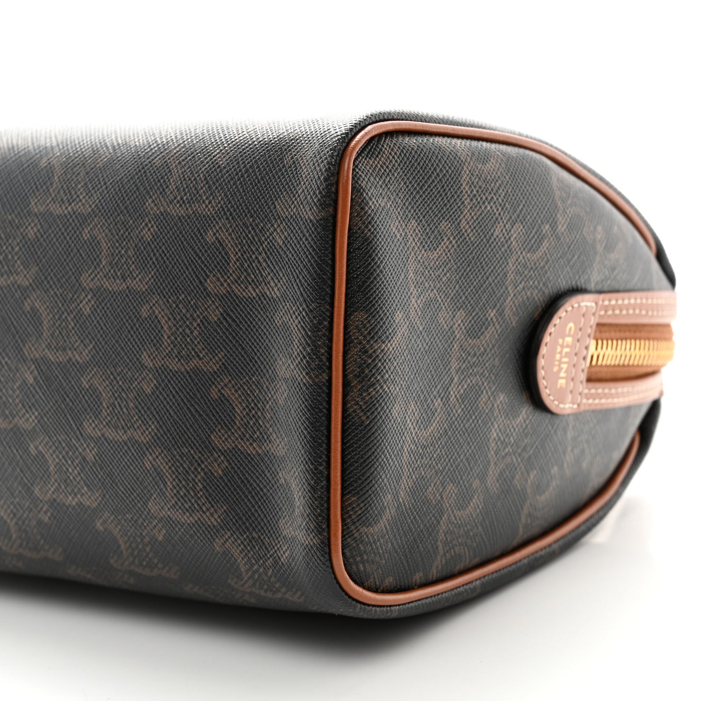 Triomphe Canvas Calfskin Small Boston Bag Tan