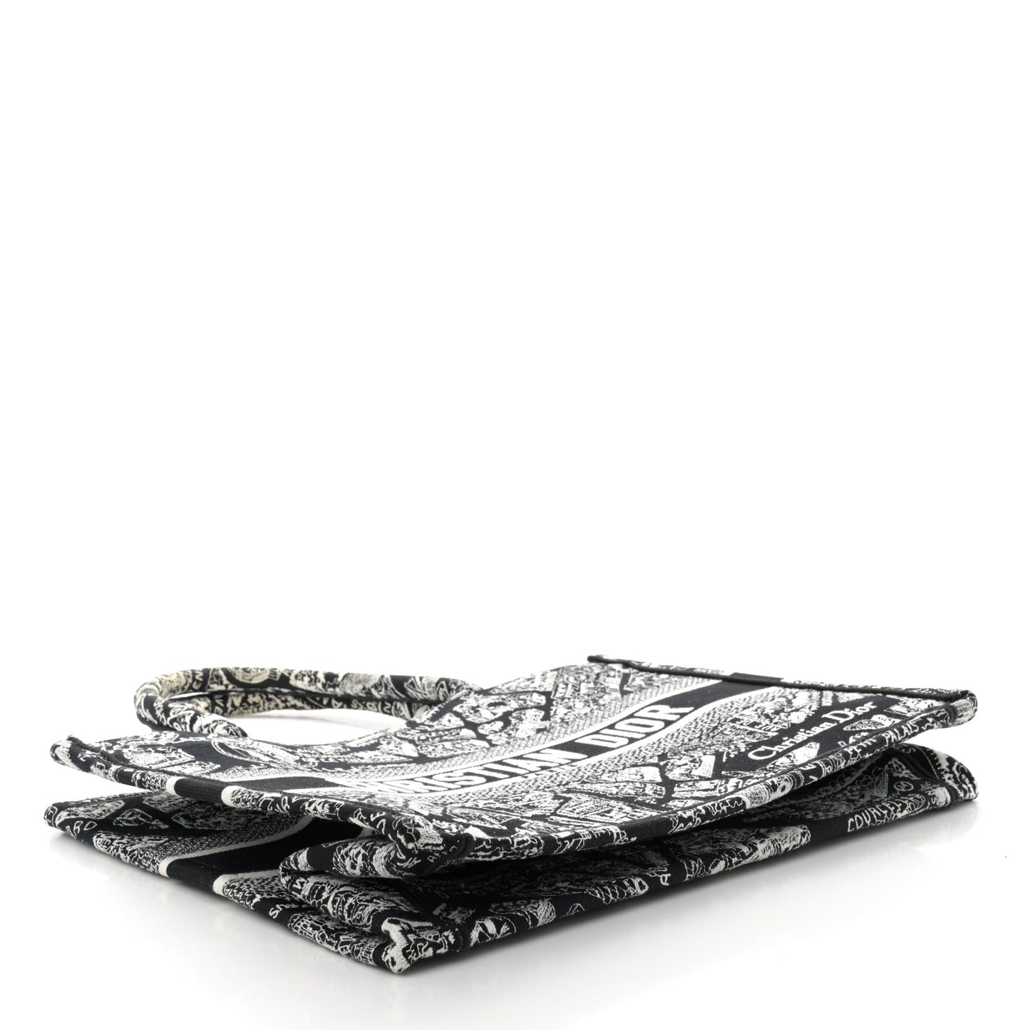 Canvas Embroidered Medium Plan De Paris Book Tote Black White