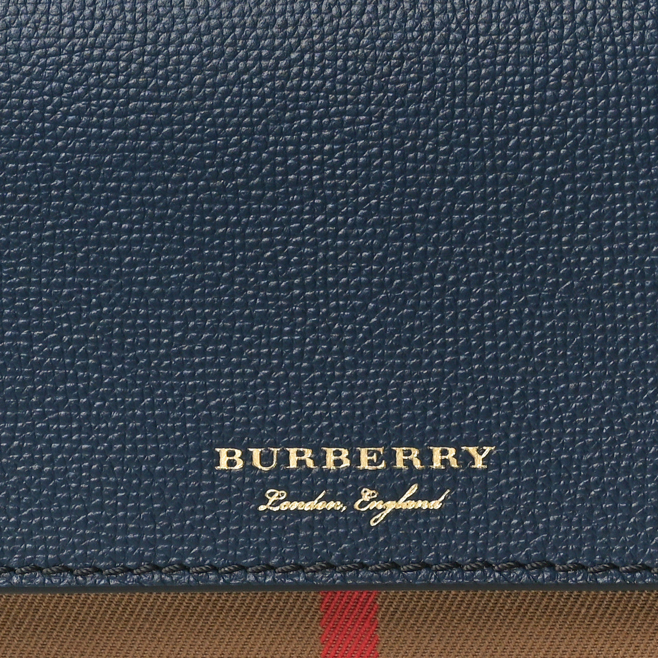 Burberry Derby Calfskin House Check Mini Hampshire Wallet On Chain Ink Blue 7 of 9