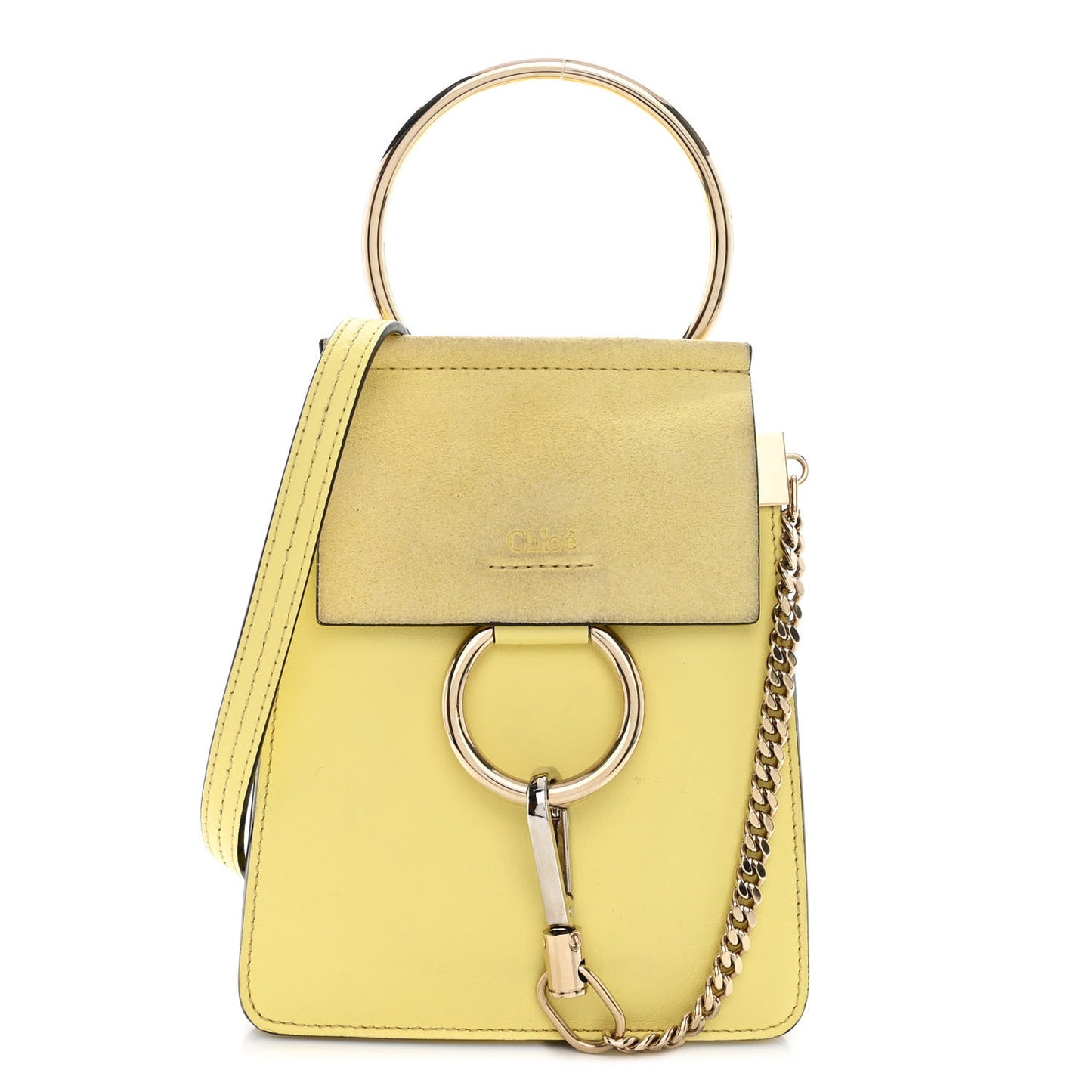 Suede Calfskin Mini Faye Bracelet Bag Lemonade