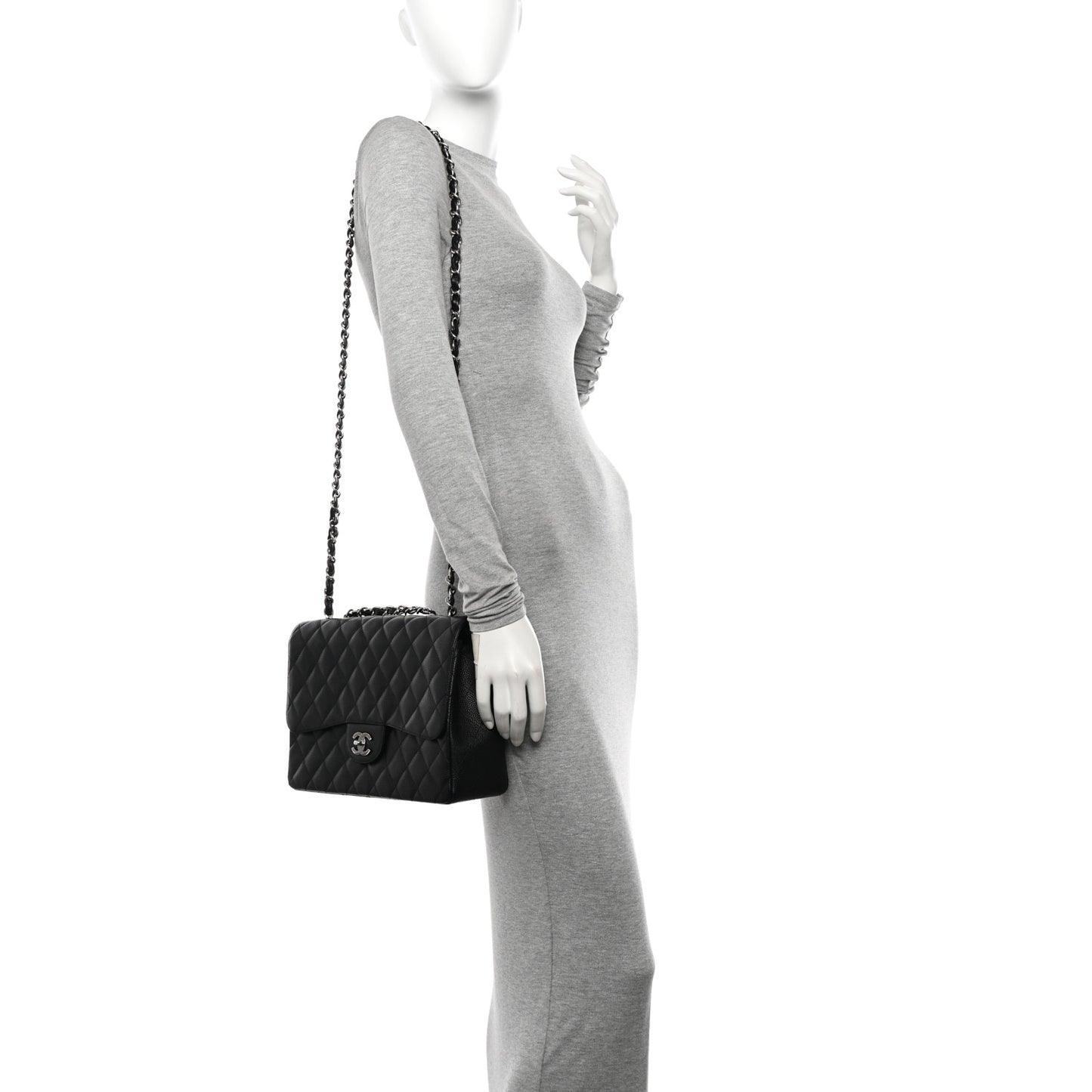 Caviar Quilted Jumbo Single Flap Black
