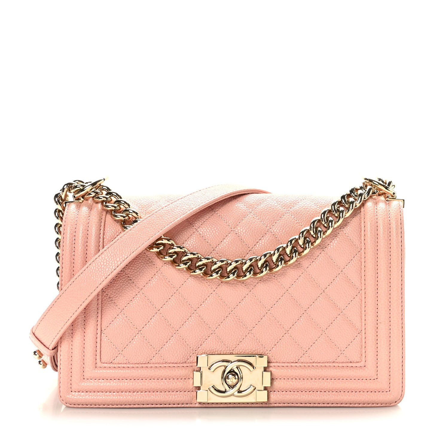 Caviar Quilted Medium Boy Flap Light Pink