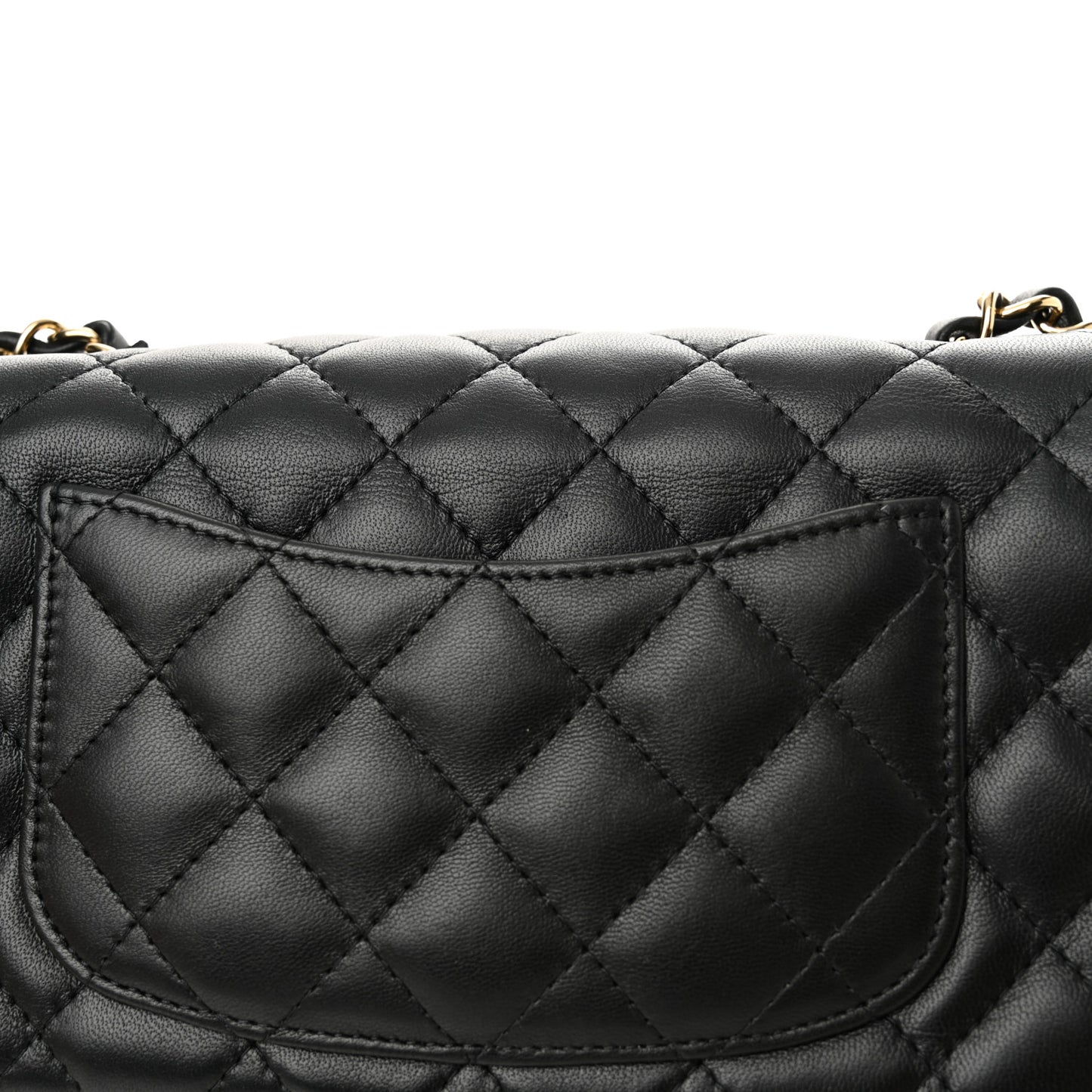 Lambskin Quilted Mini Rectangular Flap Black