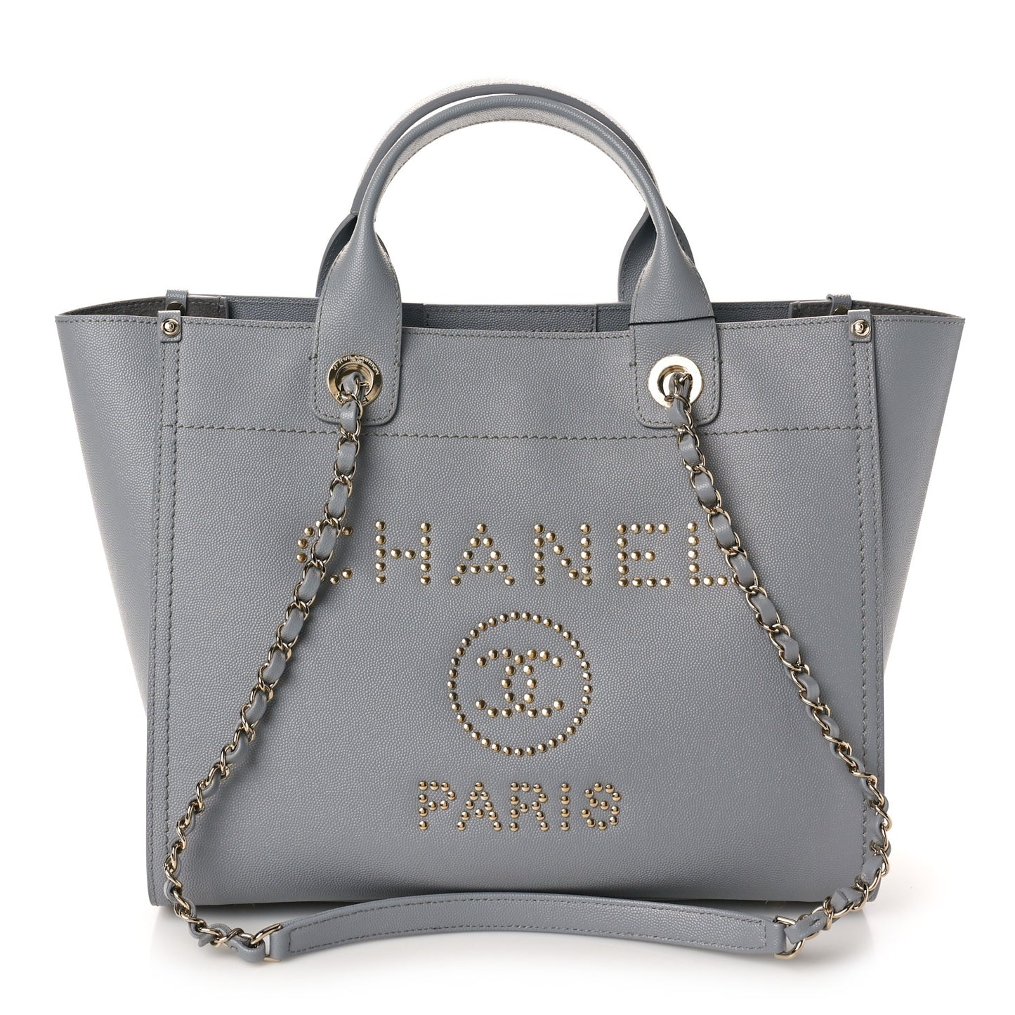Caviar Studded Small Deauville Tote Grey