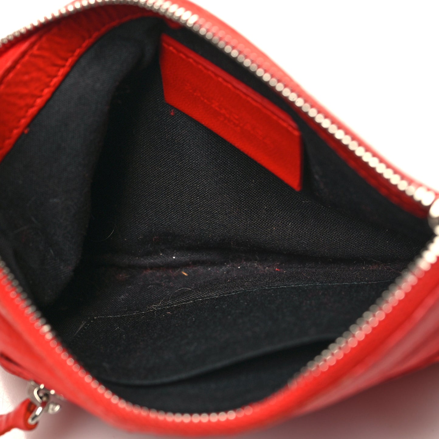 Matte Goatskin Rubber Covered Classic Hardware Small Pouch Rouge Coquelicot