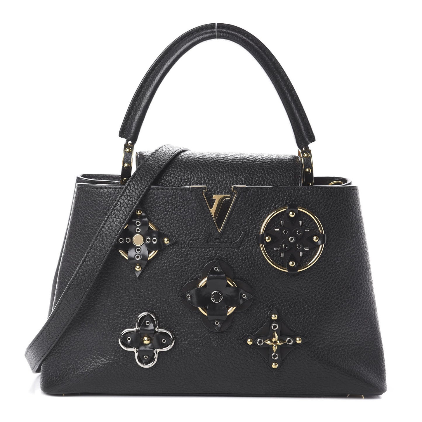 Taurillon Metallic Flowers Capucines PM Black